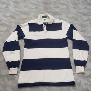 Vintage Outer Banks Rugby Polo Shirt Mens Small Blue Long Sleeve Big Striped